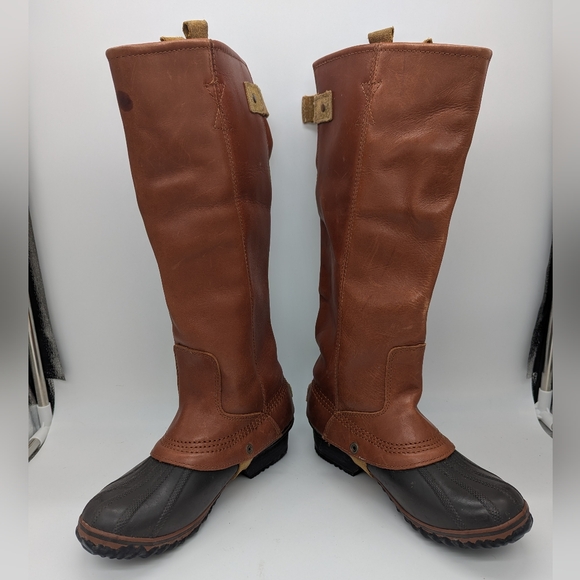 Vintage Sorel Slimpack Riding Boots Size 7 EU 38 Rare Cinnamon Spot On Front - Picture 3 of 12